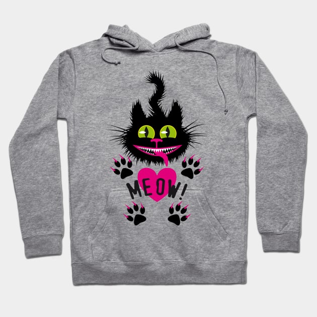 34 Black Cat Meow sweet Monster Heart Love Hoodie by Margarita7